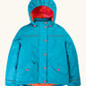 Frugi kids 3 in 1 rambler coat in boat blue/rhubarb check. Features a full length zip with popper fasteners, removable hood with a fleece inner