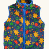 Navy fleeced gilet with stars from the Frugi rambler 3 in 1 coat. Features a full length zip