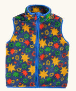 Navy fleeced gilet with stars from the Frugi rambler 3 in 1 coat. Features a full length zip