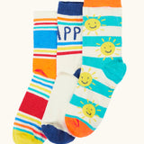 Frugi GOTS organic cotton rock my socks 3 pack in Summer inspired colours and designs