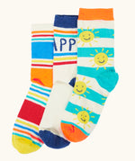 Frugi GOTS organic cotton rock my socks 3 pack in Summer inspired colours and designs