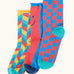 Frugi Roly bamboo 3 pack socks in coloured patchwork designs