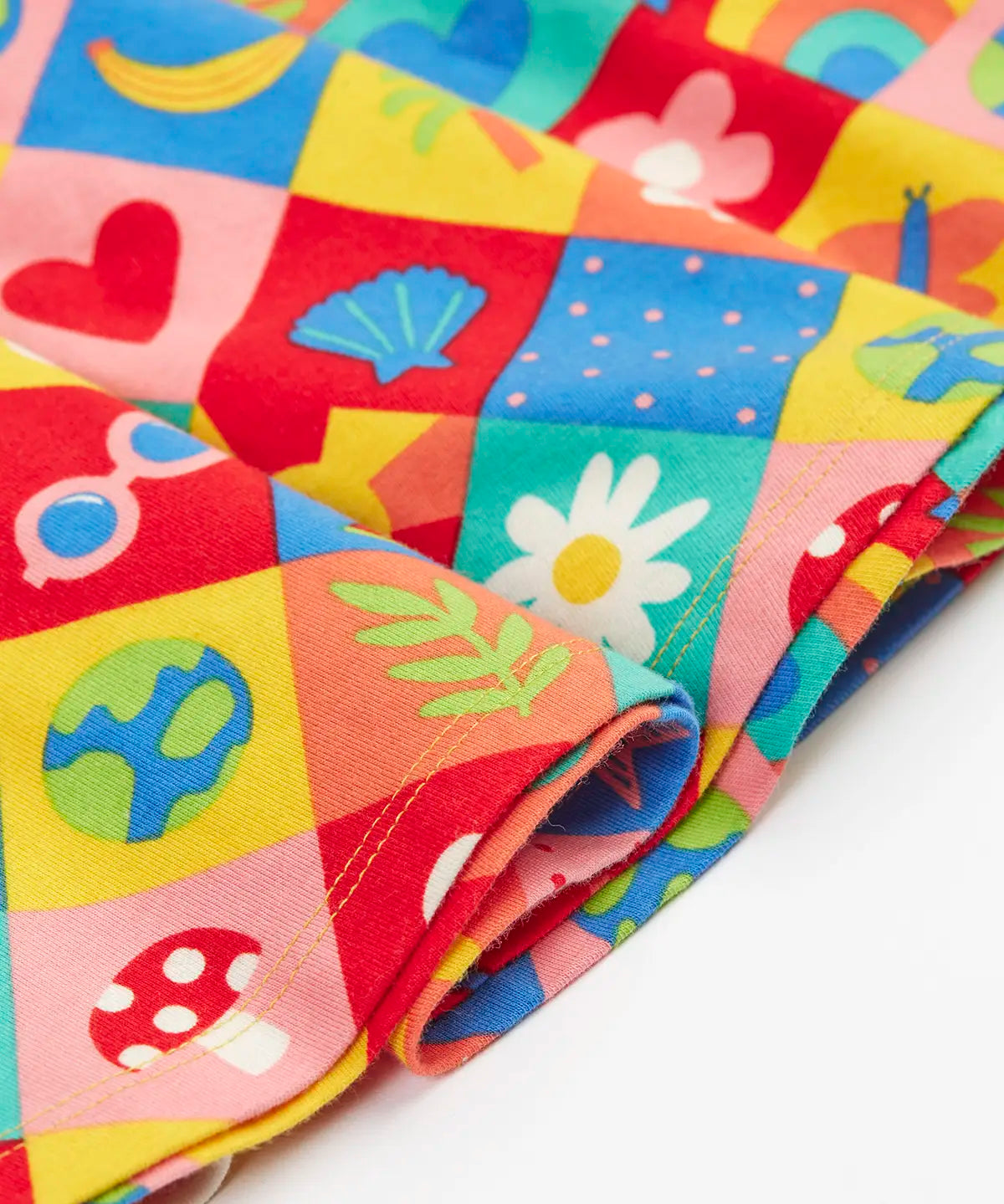 Close up of the hem on the Frugi favourite things Spring skater dress