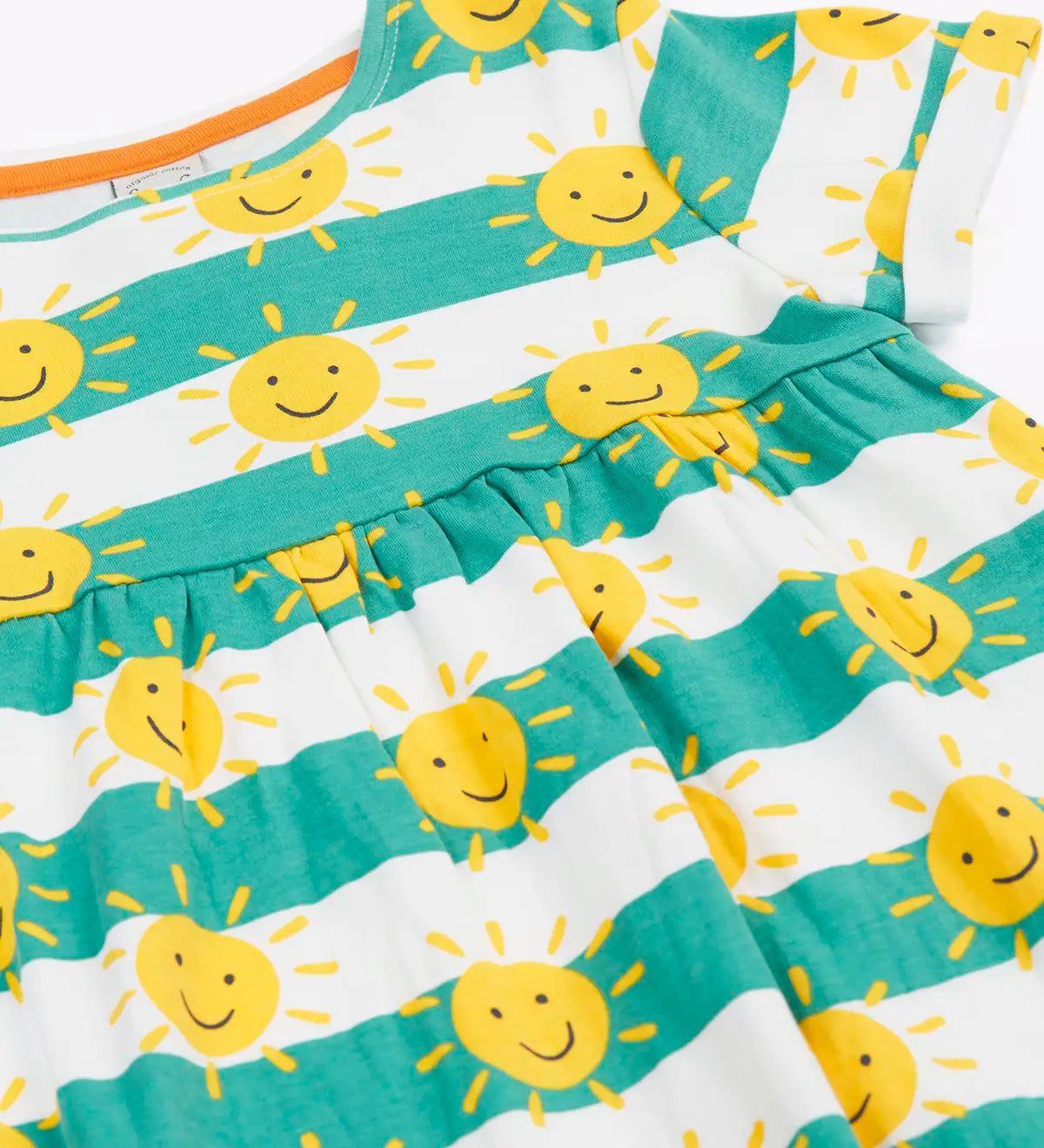 GOTS organic cotton Frugi full of sunshine Tallie dress laid flat 