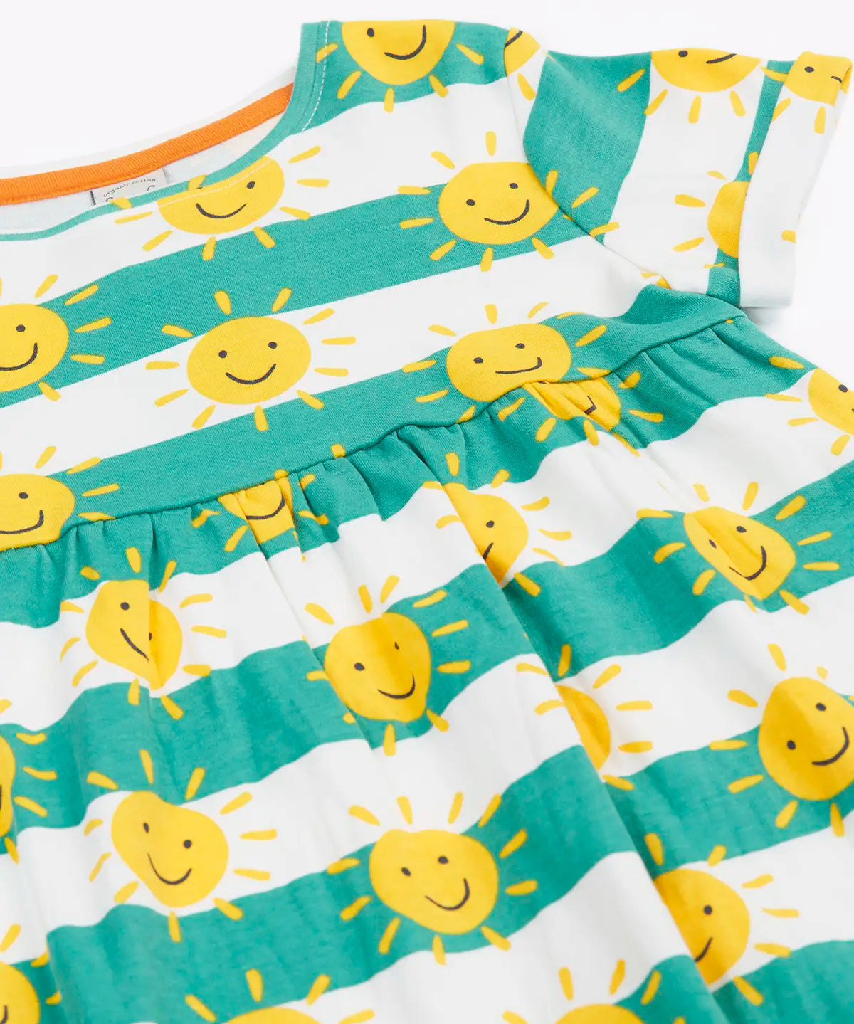 GOTS organic cotton Frugi full of sunshine Tallie dress laid flat 