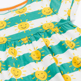 GOTS organic cotton Frugi full of sunshine Tallie dress laid flat 