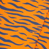 The tiger stripe print on the Frugi Jamie Jim Jams - Sleeping Tiger pyjama bottoms