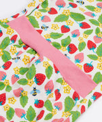 Frugi white dressing baby grow strawberry field print detail