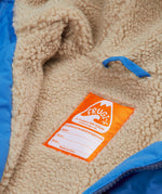 Frugi blue rainbow stripe changing robe inside fleece detail