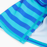 Frugi little swim hat blue stripe neck detail