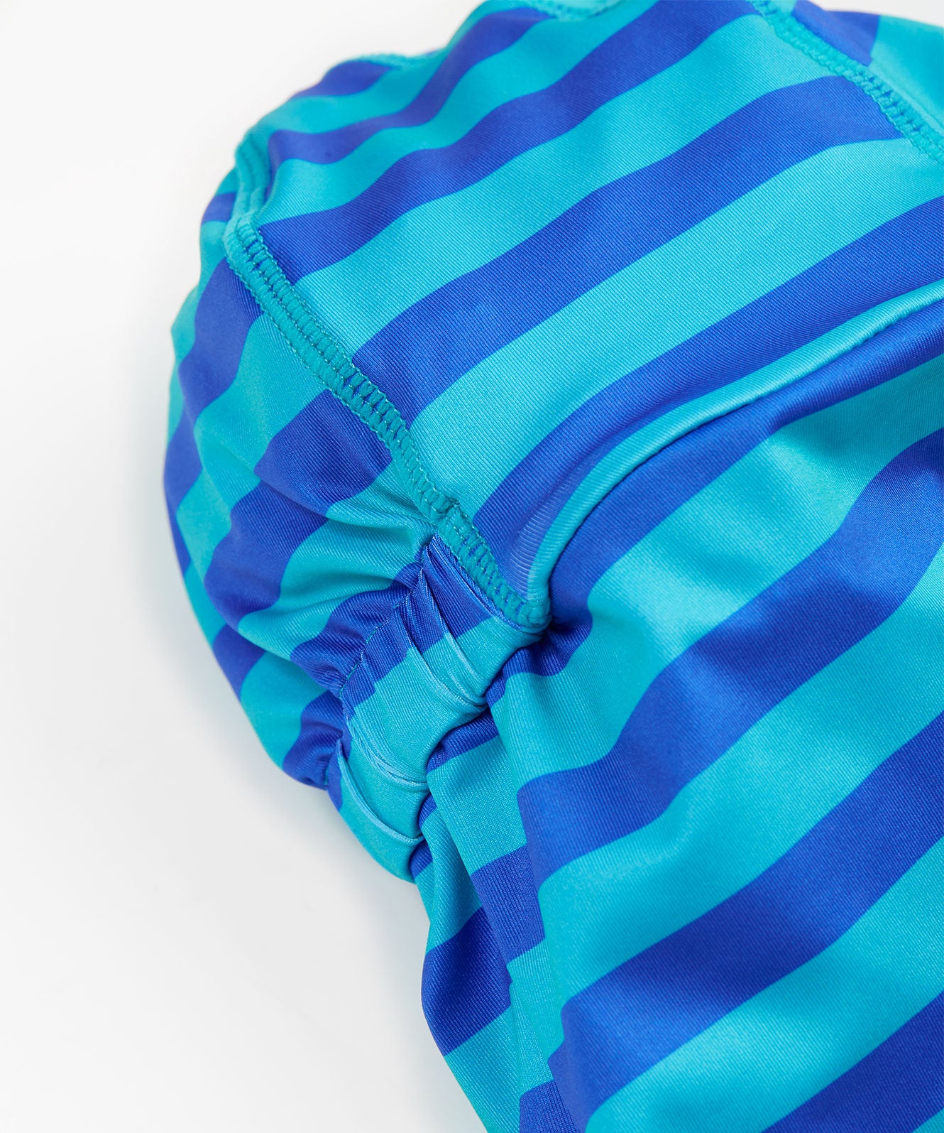 Frugi little swim hat blue stripe back detail
