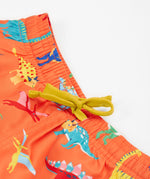 Frugi orange board shorts dino design  waist detail