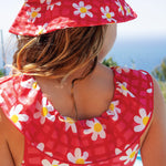Frugi coral little swimsuit daisy chain design