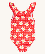 Frugi coral little swimsuit daisy chain back detail