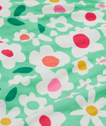 Frugi green spring skater dress daisy field print detail