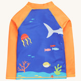 Frugi orange and blue rash vest deep sea diver back detail