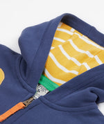 Frugi navy hoodie digger hood detail