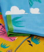 Frugi blue knitted cardigan dino cuff detail