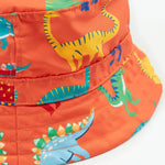 Frugi orange swim hat dino roar design print detail
