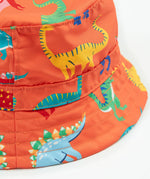 Frugi orange swim hat dino roar design print detail