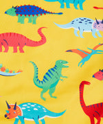 Frugi yellow swim suit dino roar design print detail