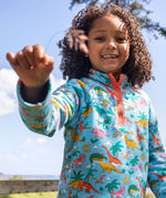 Frugi blue dinoland snuggle fleece 