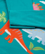 Frugi green adventure long sleeve top dinosaur cuff detail