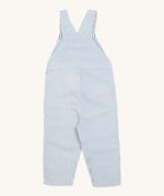 Frugi blue stripe dungarees rainbow design back detail