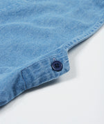 Frugi blue denim short dungarees rainbow side button detail