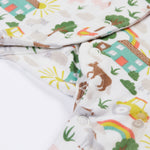 Frugi white baby grow farm life leg detail