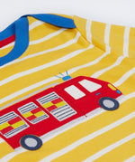 Frugi yellow long sleeve top fire engine neck detail