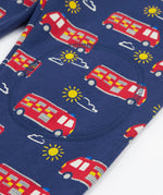Frugi navy snuggle crawlers fire engine knee patch detail
