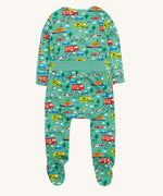 Frugi green dressing baby grow to the rescue back detail