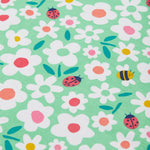 Frugi green snuggle fleece busy bugs print detail