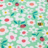 Frugi green snuggle fleece busy bugs print detail