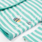 Frugi white and green stripe reversible jacket farm life pocket detail