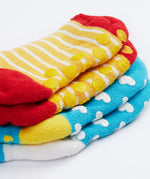 Frugi 2 pack grippy socks helicopter and fire engine sole detail