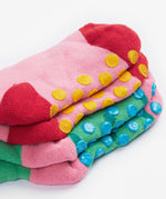 Frugi 2 pack grippy socks strawberry and ladybird sole detail