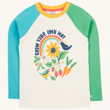 Frugi raglan long sleeve top grow your own way design