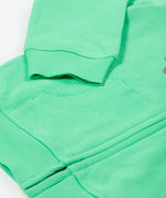 Frugi green hoodie butterfly cuff detail