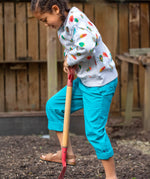 Frugi kids trousers in green, blue, turquoise colour 