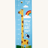 Frugi reach for the skies height chart available at Babipur. A canvas style height chart  with a playful giraffe print that reaches up to 170cm