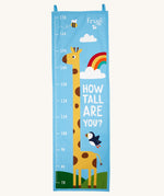 Frugi reach for the skies height chart available at Babipur. A canvas style height chart  with a playful giraffe print that reaches up to 170cm