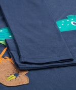 Frugi kids navy hooded top starling design  cuff detail