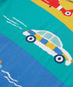 Frugi striped knitted jumper vehicles print detail