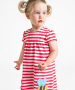 Frugi pink striped dress ladybird and bumblebee design