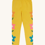 Frugi kids luana bumblebee/flower leggings available at Babipur. A 100% GOTS organic cotton leggings in bright yellow and cute playful prints along each side. Features a soft elasticated waistband for a comfortable fit.