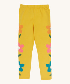 Frugi kids luana bumblebee/flower leggings available at Babipur. A 100% GOTS organic cotton leggings in bright yellow and cute playful prints along each side. Features a soft elasticated waistband for a comfortable fit.