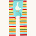 Frugi organic cotton knitted leggings. In multicoloured stripe with a goose print on the front
