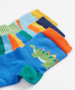 Frugi 3 little socks dino design cuff detail